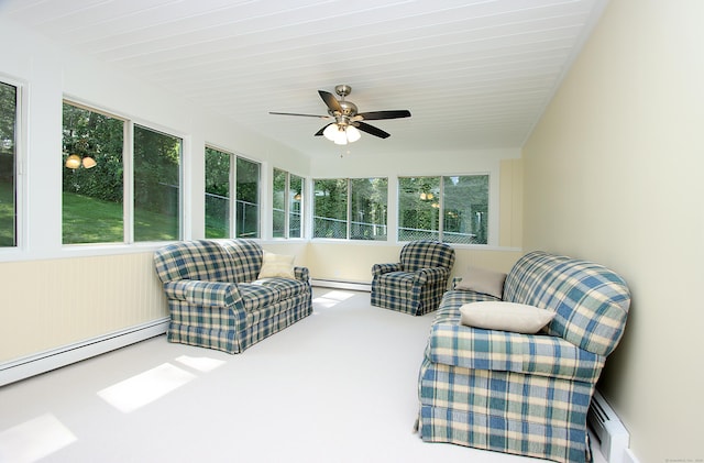 37 Lamplighter Ln, Fairfield, CT 06825 - sunroom with a baseboard heating unit and ceiling fan