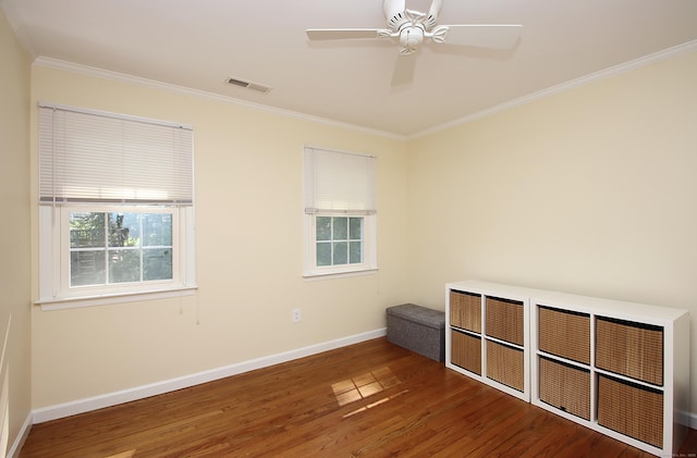 37 Lamplighter Ln, Fairfield, CT 06825 - unfurnished room with crown molding, wood finished floors, and a ceiling fan