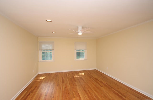 37 Lamplighter Ln, Fairfield, CT 06825 - spare room with crown molding, light wood-type flooring, a ceiling fan, and recessed lighting