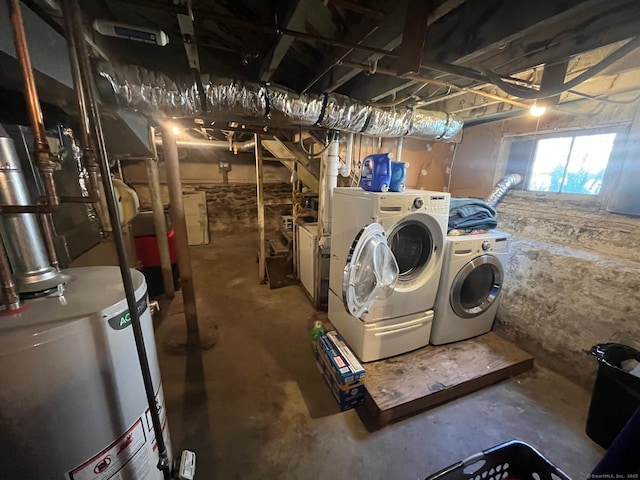 50 Wheeler Ter, Stratford, CT 06614 - basement featuring washing machine and dryer and gas water heater