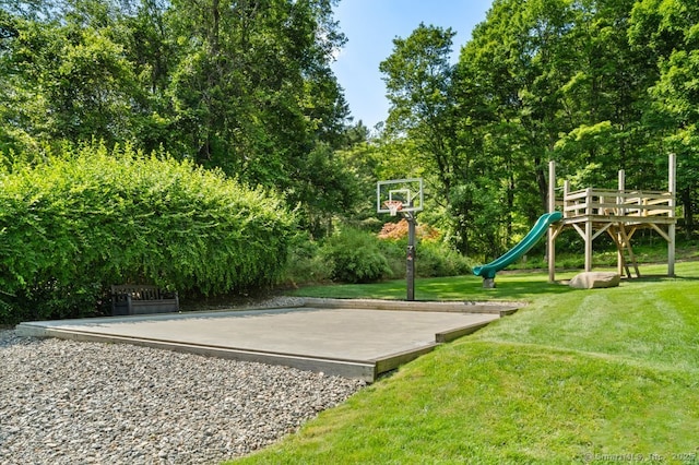 52 Aunt Park Ln, Newtown, CT 06470 - view of sport court featuring a playground and a yard