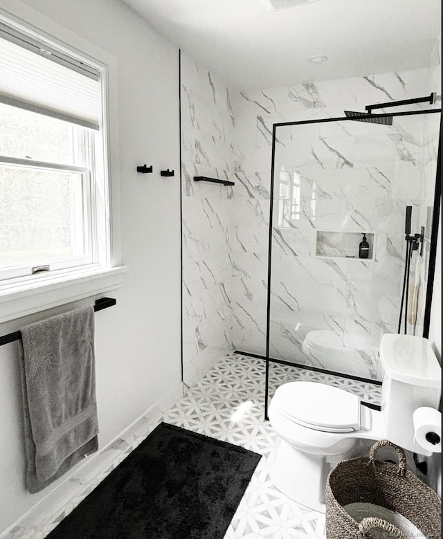 27 Mary Ln, Greenwich, CT 06878 - full bath featuring a marble finish shower and tile patterned floors