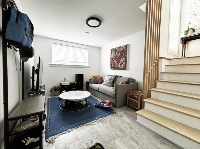 27 Mary Ln, Greenwich, CT 06878 - living area featuring stairs and wood finished floors