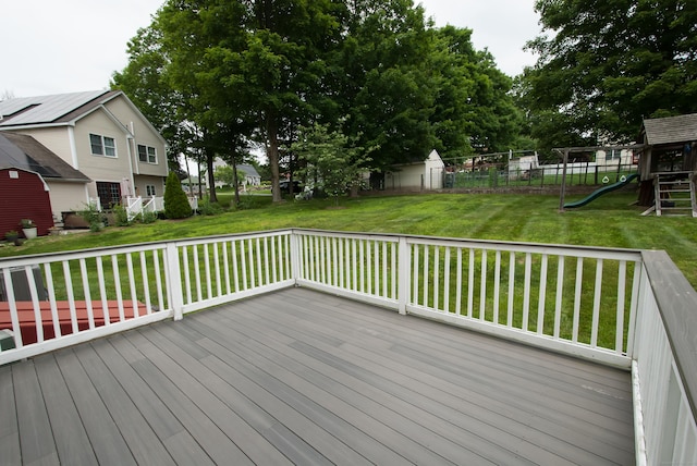 6 Fawn Meadow Dr, Naugatuck, CT 06770 - wooden terrace featuring a playground