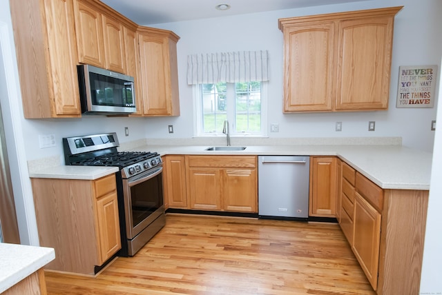 6 Fawn Meadow Dr, Naugatuck, CT 06770 - kitchen featuring stainless steel appliances, light wood-style flooring, light brown cabinetry, and light countertops