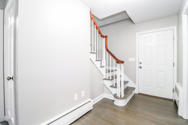 22 Lonetown Rd, Redding, CT 06896 - entrance foyer featuring wood finished floors, a baseboard radiator, and stairway