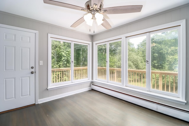 22 Lonetown Rd, Redding, CT 06896 - unfurnished sunroom with a baseboard radiator and wood finished floors