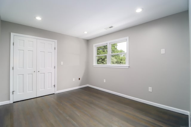 22 Lonetown Rd, Redding, CT 06896 - unfurnished bedroom with dark wood finished floors, a closet, and recessed lighting