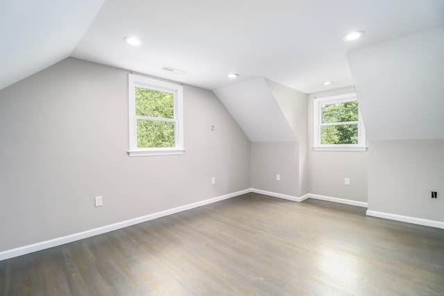 22 Lonetown Rd, Redding, CT 06896 - bonus room featuring vaulted ceiling, recessed lighting, and dark wood-type flooring