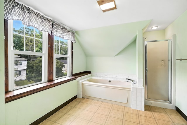 92 Yates St, West Haven, CT 06516 - full bath with a stall shower, a garden tub, and lofted ceiling