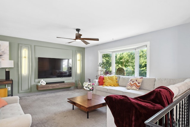 69 Sills Dr, Watertown, CT 06779 - living room with carpet flooring and ceiling fan