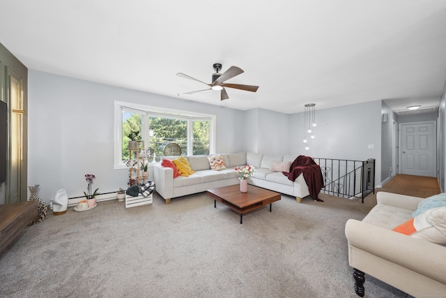 69 Sills Dr, Watertown, CT 06779 - living room with a ceiling fan and carpet flooring