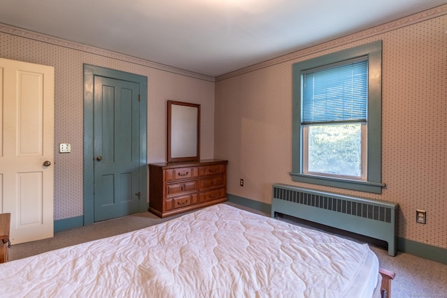 47 Ridge Rd, Middletown, CT 06457 - carpeted bedroom with radiator heating unit and wallpapered walls