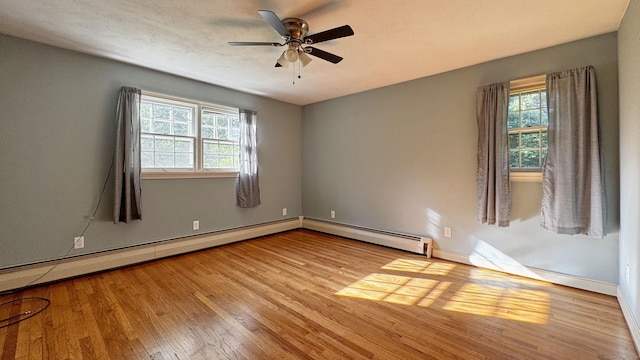 19 Eli Chapman Rd, East Haddam, CT 06469 - unfurnished room with healthy amount of natural light, wood finished floors, a ceiling fan, and baseboard heating