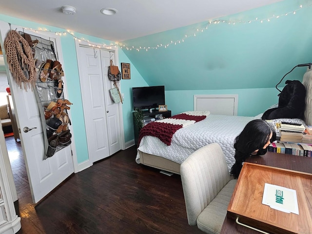 27 White Rose Ave, Waterbury, CT 06708 - bedroom with wood finished floors, lofted ceiling, a closet, and recessed lighting