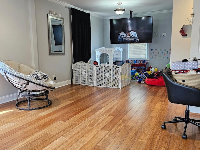 27 White Rose Ave, Waterbury, CT 06708 - recreation room featuring wood finished floors and ornamental molding
