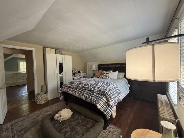 443 Todd Rd, Wolcott, CT 06716 - bedroom featuring vaulted ceiling, dark wood-style floors, and multiple windows