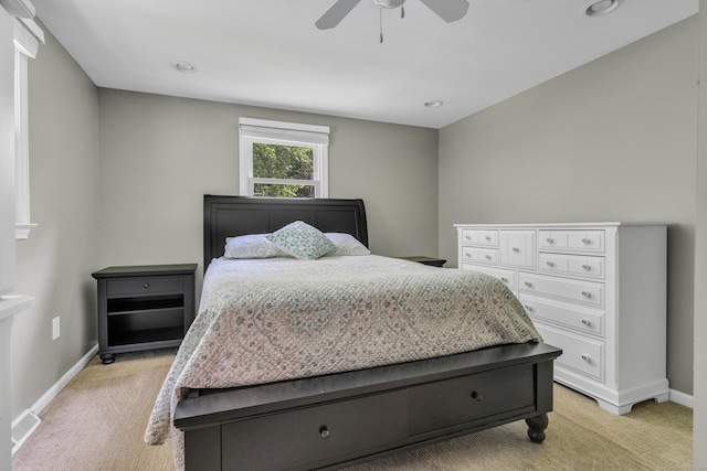 33 Woodside Rd, Guilford, CT 06437 - bedroom featuring light carpet, a ceiling fan, and recessed lighting