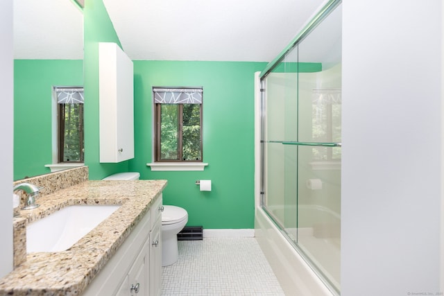 4 Coppergate Rd, East Granby, CT 06026 - full bath with vanity, tile patterned floors, and combined bath / shower with glass door