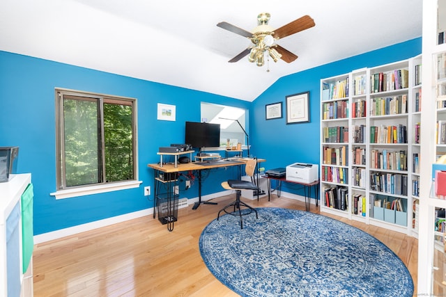 4 Coppergate Rd, East Granby, CT 06026 - office space with ceiling fan, lofted ceiling, and wood finished floors