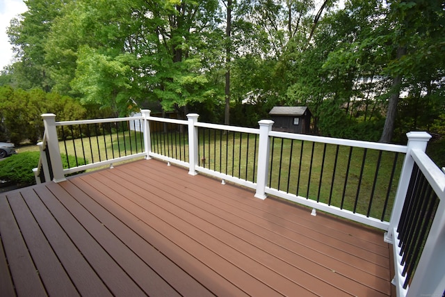 81 Birchwood Dr, Torrington, CT 06790 - deck with a lawn and a storage shed