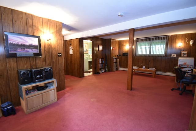 81 Birchwood Dr, Torrington, CT 06790 - carpeted home office featuring wood walls