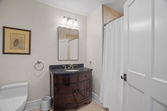 66 High St Unit 31, Guilford, CT 06437 - full bathroom featuring vanity, tile patterned floors, and curtained shower