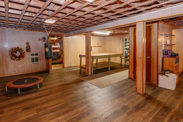 49 Remington Rd, Windsor, CT 06095 - finished below grade area with wood finished floors, heating unit, and wooden walls
