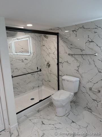 90 Diane Dr, South Windsor, CT 06074 - bathroom featuring a marble finish shower and marble finish flooring