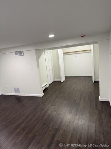 90 Diane Dr, South Windsor, CT 06074 - finished below grade area with dark wood-style flooring and recessed lighting
