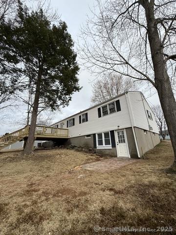 90 Diane Dr, South Windsor, CT 06074 - back of property featuring a wooden deck