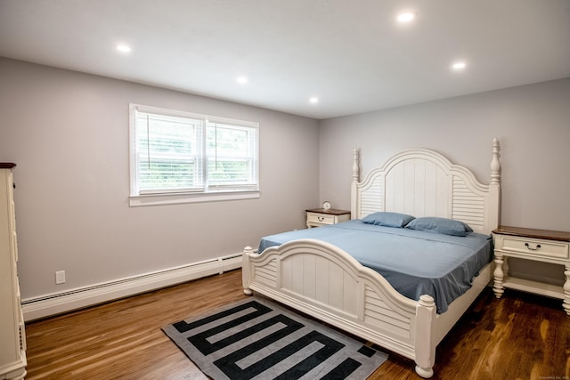 7 Derenthal Dr, Madison, CT 06443 - bedroom featuring baseboard heating, dark wood-type flooring, and recessed lighting