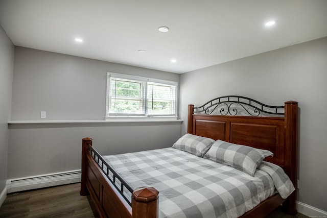 7 Derenthal Dr, Madison, CT 06443 - bedroom with baseboard heating, wood finished floors, and recessed lighting