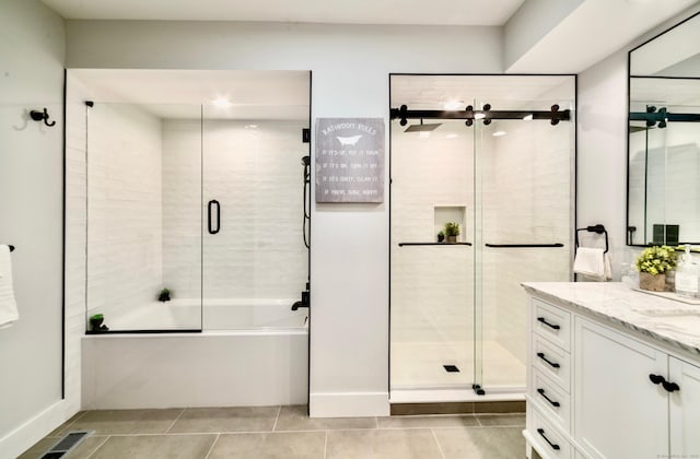 12 Boulevard Dr Unit 27-157, Danbury, CT 06810 - full bathroom featuring vanity, tile patterned floors, enclosed tub / shower combo, and recessed lighting