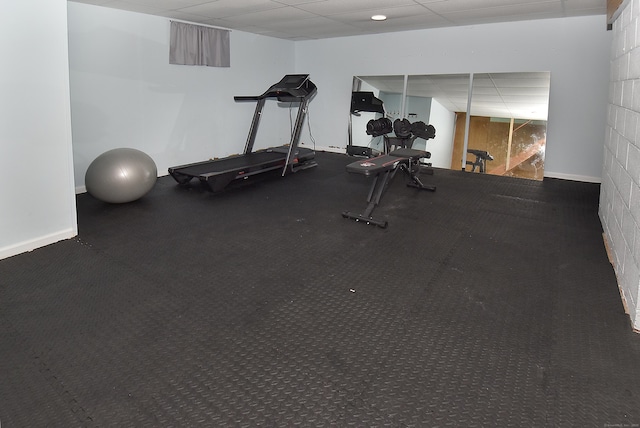 11 Thistle Way Apt D, East Windsor, CT 06016 - exercise room featuring a paneled ceiling and baseboards