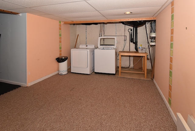 11 Thistle Way Apt D, East Windsor, CT 06016 - finished basement with washer and dryer, carpet flooring, and a paneled ceiling
