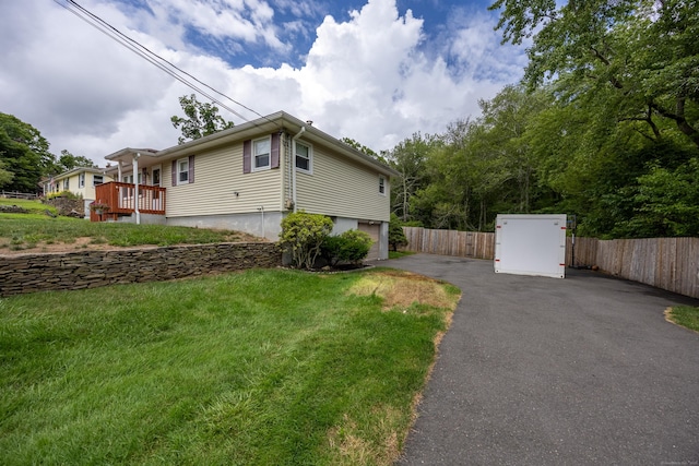45 Summit Rd, Prospect, CT 06712 - view of side of home with asphalt driveway and a wooden deck