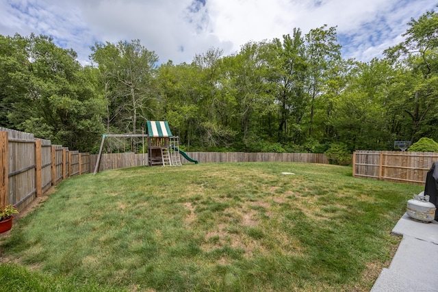 45 Summit Rd, Prospect, CT 06712 - fenced backyard featuring a playground