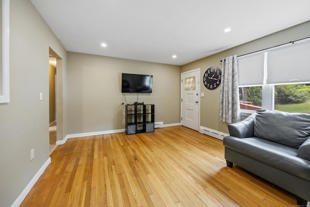 45 Summit Rd, Prospect, CT 06712 - living area with baseboard heating, light wood finished floors, and recessed lighting