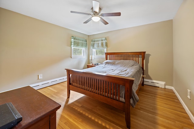 45 Summit Rd, Prospect, CT 06712 - bedroom with a baseboard radiator, light wood finished floors, and ceiling fan