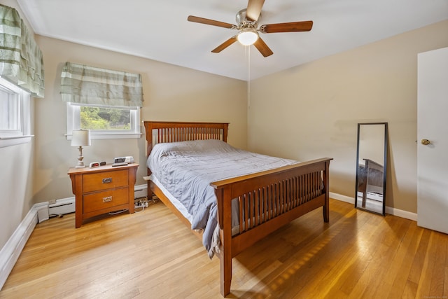 45 Summit Rd, Prospect, CT 06712 - bedroom with light wood-style flooring, ceiling fan, and a baseboard radiator