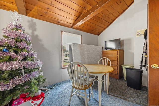 141 Peach Orchard Rd, Waterbury, CT 06706 - dining space featuring wooden ceiling and carpet flooring