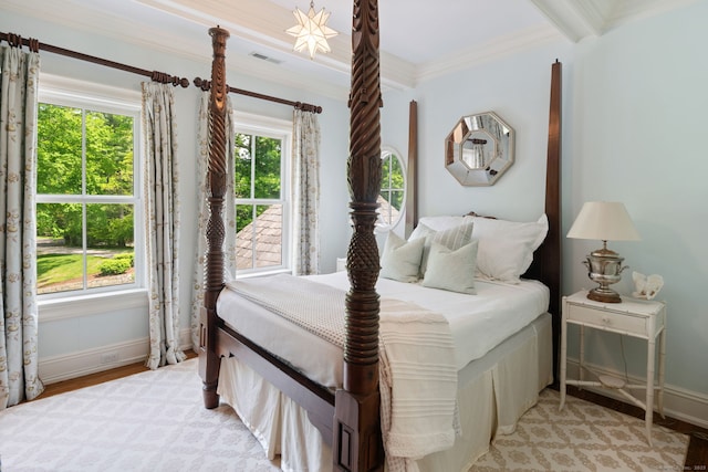 31 Contentment Island Rd, Darien, CT 06820 - bedroom featuring light wood-style flooring and crown molding