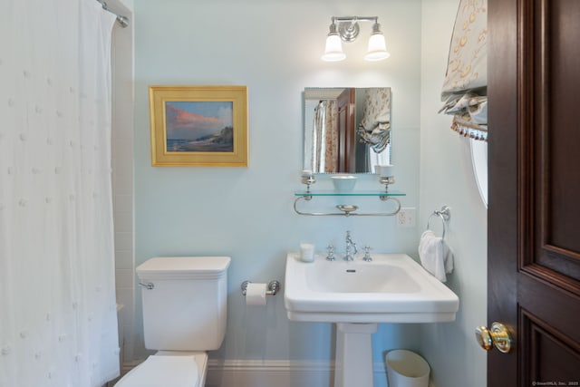 31 Contentment Island Rd, Darien, CT 06820 - full bathroom with toilet and shower / bath combination with curtain