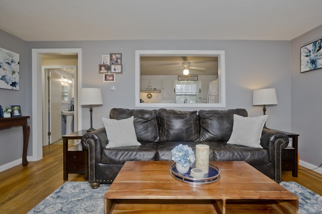 33 Old King St, Enfield, CT 06082 - living room featuring wood finished floors and ceiling fan