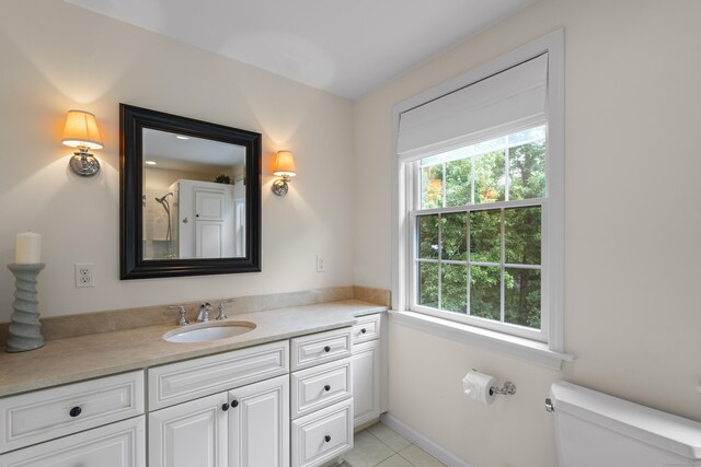 2 Applewood Cmn, East Lyme, CT 06333 - full bath with vanity, tile patterned flooring, and a shower