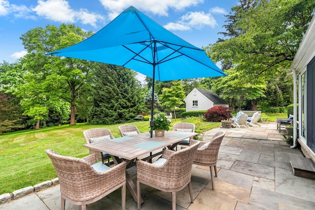39 Campbell Rd, Fairfield, CT 06824 - view of patio featuring outdoor dining area and view of scattered trees