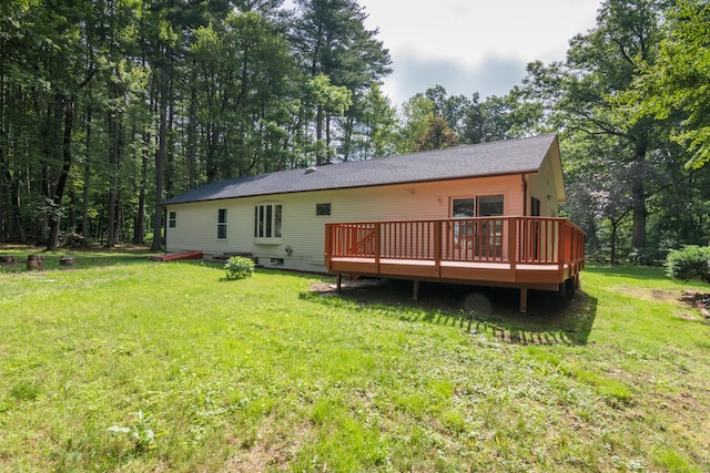 63 Rose Haven Rd, Somers, CT 06071 - rear view of property with a deck and a yard
