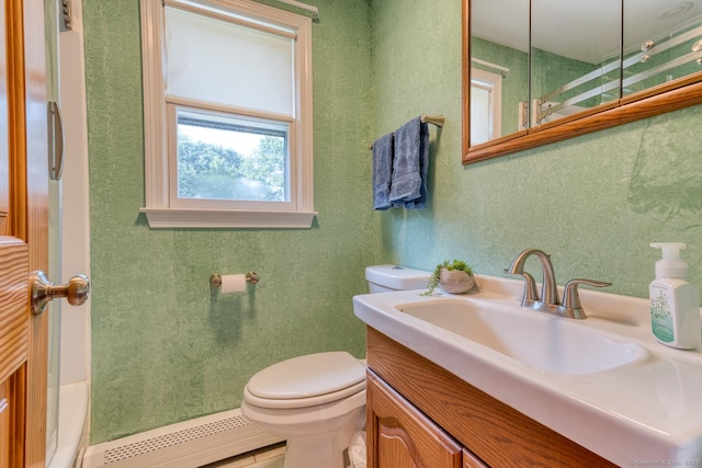 28 Clementel Dr, Durham, CT 06422 - bathroom featuring a baseboard radiator, vanity, and a shower