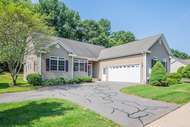71 Lavender Ln Unit 71, South Windsor, CT 06074 - single story home featuring asphalt driveway, a garage, a front yard, and a shingled roof